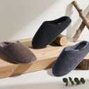 KuaiLu Womens Memory Foam Slippers Ladies Cozy Fuzzy Plush Fur Lined Warm Winter Cushioned Slip on House Bedroom Shoes Comfy Indoor Outdoor Hard Sole Arch Supportive Plantar Fasciitis Black Size 9