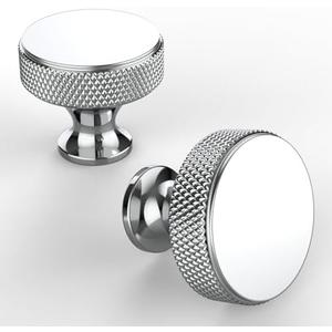 Asidrama 9 Pack Polished Chrome Kitchen Cabinet Knobs Knurled Dresser Knobs Drawer Knob Cabinet Hardware Aluminum Knob for Dresser Drawers