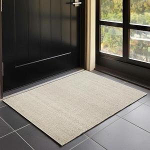 GRUHUM Jute Cotton Area Rug 3'x5'ft Rectangle Hand Woven Natural Farmhouse Rug -Living Room, Bedroom, Kitchen, Hallways, Entryways- Rustic Vintage Bohemian Eco-Friendly Home Dcor 3x5ft Doormat