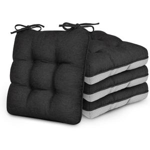 Love's cabin Memory Foam Chair Cushions Set of 4, Outdoor/Indoor Chair Pads for Dining Chairs 4 Pack, Seat Cushions for Kitchen, Dining Room, Office, Patio Chairs, 19"x19"x3.5" Black