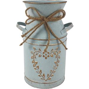 Vintage Galvanized Milk Can, Farmhouse Decorative Flower Vase, Rustic Shabby Chic Vase with Handle for Home Office Decor 7.5"