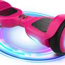 Gotrax Edge Hoverboard with 6.5" LED Wheels & Headlight, Max 6.4km Range & 10km/h Power by Dual 200W Motor, UL2272 Certified and 50.4Wh Battery Self Balancing Scooters for 44-176lbs Kids Adults(Pink)