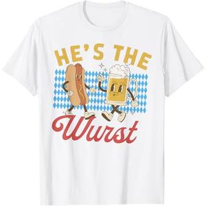 Funny Oktoberfes Hes The Wurst Shes a Brat Couples Matching T-Shirt Small