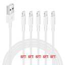 [ MFi Certified ] 5Pack 6ft iPhone Charger Cable, Long Lightning Cable 6 Foot, High Fast 6 Feet iPhone Charging Cable Cord Connector for iPhone 12 Mini 12 Pro Max 11 Pro MAX XS Xr X 6 AirPods (white)