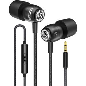 Ludos Clamor Wired Earbuds in-Ear Headphones, Earphones with Microphone, Noise Isolating Ear Buds for School, Kids, Women, Small Ear (Black)