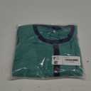PLEPAN Mens Henley Shirts Crewneck Short Sleeve Casual Cotton T-Shirts with Contrast Color Collar (Large, Blue-green)