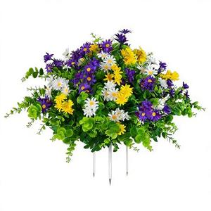QIANYUN 20” Artificial Daisy Topiary Outdoor Plant, UV Resistant Faux Daisy Flowers, Outdoor Plants for Porch Decorations, Garden, Patio, Yard & Front Door Planters