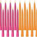 10 Pack Orange and 10 Pack Hot Pink Spiral Taper Candles for Holiday Home Decoration, 10 Inch Unscented Dripless Twisted Candlesticks for Dinner Party Wedding Halloween Thanksgiving