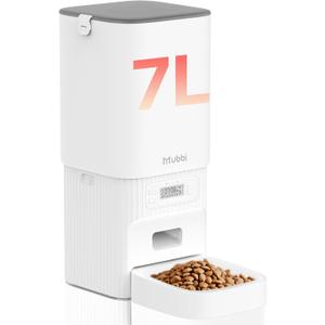 Automatic Cat Feeders, 7L/29 Cups Automatic Dog Feeder with Desiccant Bag, 1-6 Meals Ideal for 2-15mm Dry Food, Suitble for Multiple Pets, Dual Power Supply, Detachable Washable, White