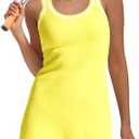 Nirovien Womens Tennis Dress with Shorts Sleeveless Athletic Romper Dress Knit Active Dresses Workout Outfits, XS, Bright Yellow