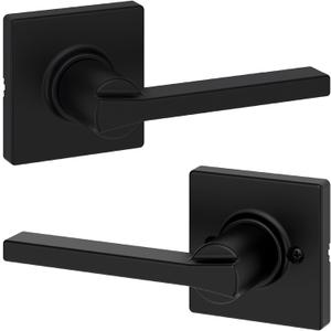 Kwikset Casey Interior Passage Door Handle, Lever For Closet and Hallway Doors, Reversible Non-Locking Handle Lever, Matte Black , with Microban Protection (1 Pack)