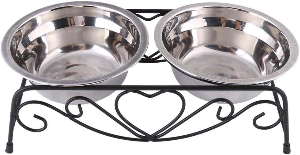 Raised Pet Bowls, Stainless Steel Cat Dog Pet Bowls, Dog Feeding Bowls, Double Dog Plate Bowls, Puppy Pet Water Feeder Dish Bowls Retro Elevated Feeder Stand Holder for Dogs Cats