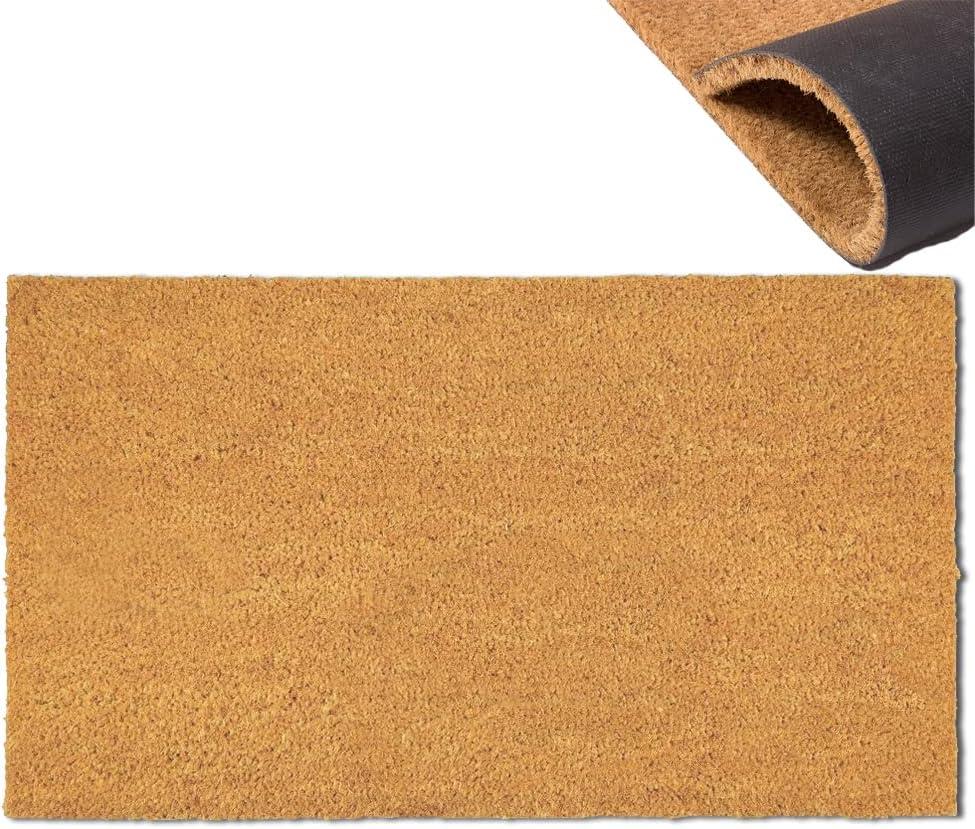 Assaoy Door Mat,Coir Doormats with Heavy Duty Backing,Welcome Front Indoor Plain Doormats for Entrace,Non Slip Rubber Easy to Clean Mat Washable Patio Home Decoration 30 * 17 in