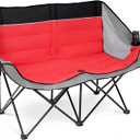 Byliable Double Camping Chair Outdoor 2-Seater Oversized 2 Person Portable Folding Lawn Chair with Cup Holders & Mesh Storage Pocket for Picnic, Camping, Beach, Sports, Hiking