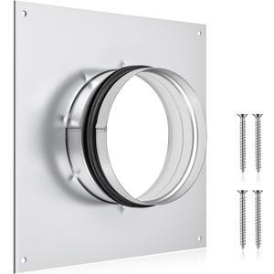 Zonon 5 Inch Duct Connector Flange Galvanized Steel Dryer Vent Connector with Rubber Ring and Screws Straight or Flex Pipe Flange for Heating Cooling Ventilation System