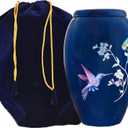 HLC URNS Lovely Blue Humming Bird Adult Cremation Urn - Handcrafted, Affordable Urn for Ashes (200 lbs - 10.5 x 6 ')