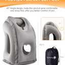 Sunany Travel Pillow, Inflatable Neck Pillow Used for Airplanes/Cars/Buses/Trains/Office Napping with Eye Mask/Earplugs (Gray) (Medium, Grey)