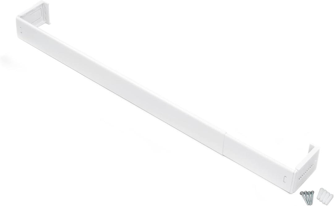 Fantasia 2.5" Wide Pocket Curtain Rod for Windows 28"- 48" Adjustable Width. 3.5-4.5" adjustable Projection - White - Easy to Install Telescoping Rod, with Brackets & Hardware
