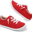 Mesh Slip On Shoes Women Comfort Knit Slip On Loafer Casual Fashion Sneaker Lightweight and Breathable Walking Flats (5, Red)