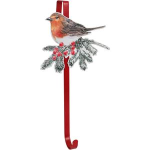 Vintage Christmas Wreath Hangers for Front Door Rustic Metal Xmas Ornament Robin Sign Bird Hook for Welcome Farmhouse Home Holiday Decoration