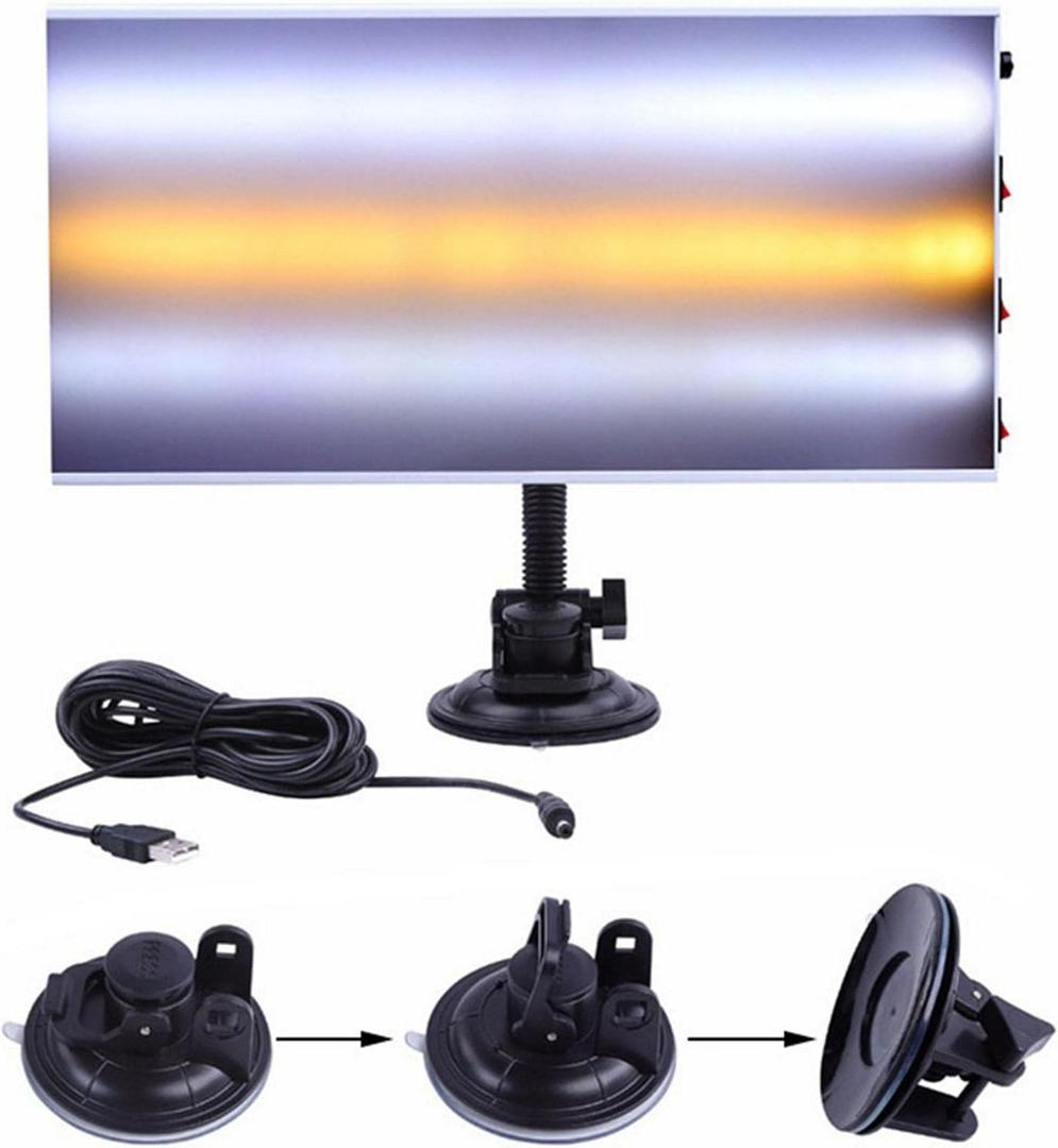 JIANWEI Paintless Dent Repair LED Line Board Double Stripe, 5v USB lamp Board Dent Repair Set Paintless Hail Removal Board Tool with Ajustment Holder LED Double Panel Strip Line Board(Black White)