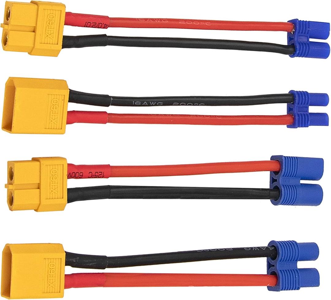 ShareGoo EC2 to XT60 Adapter & EC3 to XT60 Adapter Male Female w/3.93" Cable Wire for RC FPV Drone Car Lipo NiMH Battery Charger ESC