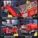 4 Packs Metal Fire Trucks Playsets, Mini Friction Powered Vehicle, Including Fire Engine, Ladder Truck, Die-cast Tank, Tow, Realistic Design for Toddlers Boys, Kids Aged 3+ Years Old