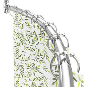 Curved Shower Curtain Rod-EUPLAR Adjustable Shower Curtain Rod 38-72 Inches, Rust Proof Stainless Steel Curved Shower Curtain Rods for Bathroom, Bathtub, Shower Stall, Need to Drill, Silver