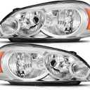 Headlight Assembly For Chevy Impala 2006-2013 For Chevy Impala Limited 2014-2016 For Chevy Monte Carlo 2006-2007 Chrome Housing Amber Reflector Clear Lens Driver and Passenger Side Headlamp