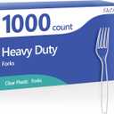 1000 Count Plastic Forks Heavy Duty, Plastic Silverware Clear Forks, Premium Disposable Forks Bulk, BPA-Free, Heat Resistant, Suitable for Parties, Events and Everyday Use