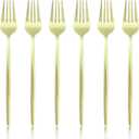 6Pcs Champagne Gold Dinner Forks 18/0 Stainless Steel Forks Set for Home Kitchen and Restaurant, Satin Finished, Dishwasher Safe (8.46-Inch, SeT Of 6)
