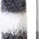 BOOMJOY Microfiber Feather Duster with Extendable Pole and Bendable Head, 100" Telescoping Duster for Cleaning Ceiling, Fan, Furniture (Gray)