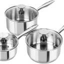 MICHELANGELO Stainless Steel Saucepan Set with Lids 1QT & 2QT & 3QT, Stainless Steel Sauce Pot Set 6pcs, Induction Saucepans, Nonstick Sauce Pan Set, Dishwasher Safe