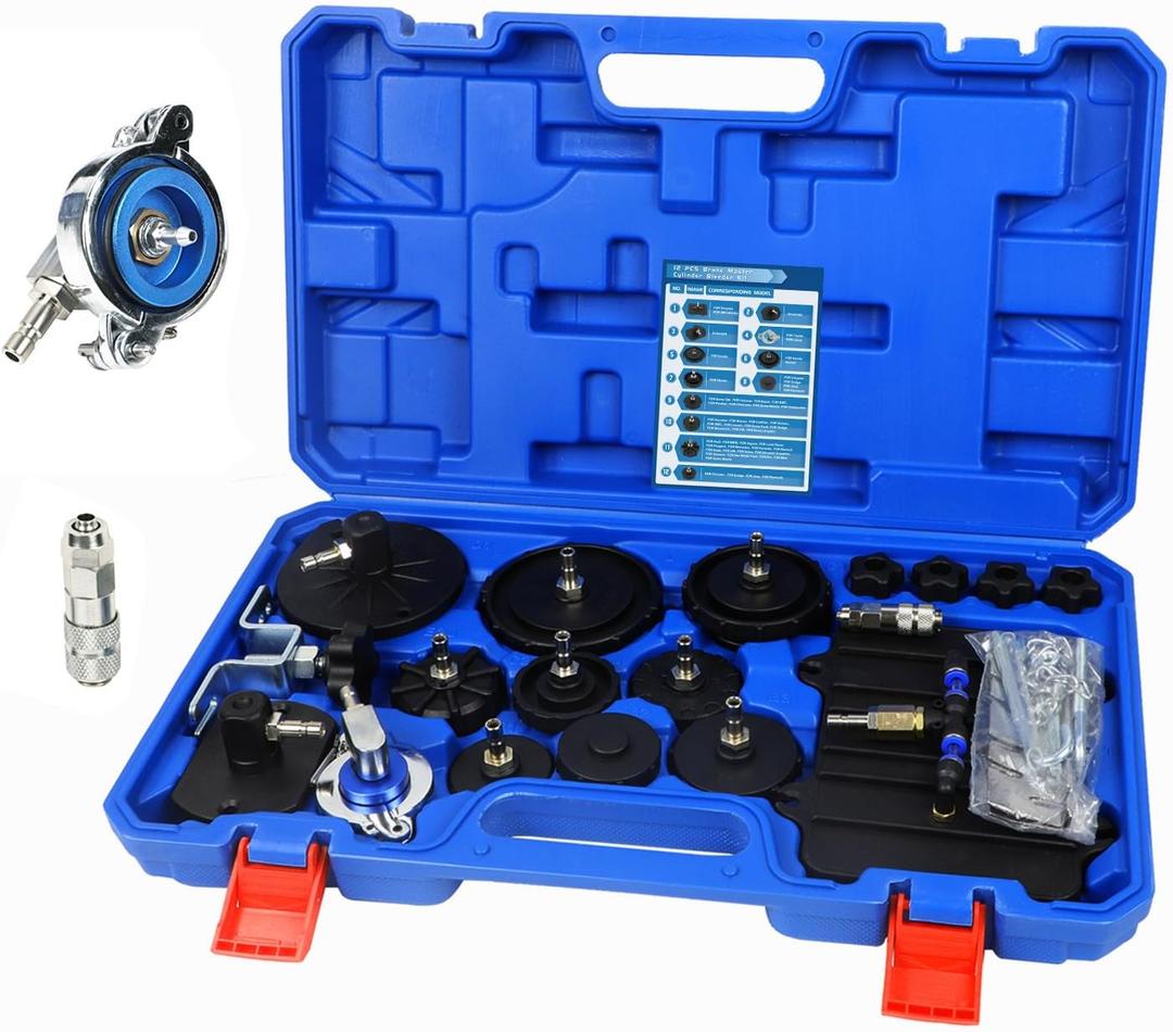 12 PCS Brake Master Cylinder Bleeder Kit Brake Master Cylinder Adapter Kit Brake Bleeder Kit 12PCS Brake Bleeder Adapter Set with 1 Japanese Quick Connector