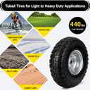 4.10/3.50-4 Tire Wheels Flat Free, 10 inch Solid Rubber Tire Wheels with 5/8'' Double Sealed Bearings, 2.2" Offset Hub, Perfect for Hand Truck Dolly Garden Trailer Gorilla Carts, 1 Pack