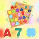 Alphabet Wooden Puzzles for Toddlers 3-5, Pack of 3 ABC, Number and Shape Puzzle, Preschool Educational Learning Toys with Puzzle Board & Letter Blocks for Girls Boys Ages 3 4 5 Years Old, Small