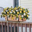 HyeFlora Artificial Flowers for Outdoors 2PCS Faux Petunias Silk Fake Flowers for Outside Planter UV Resistant Realistic Home Garden Porch Decor (Yellow)
