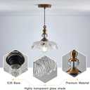 CVKASH Vintage Glass Pendant Light Fixture Brass Modern Adjustable Chandelier Farmhouse Hanging Light for Hallway Porch Kitchen Bedroom Coffee Shop Dining Room Island Gold, 9.64"L x 4.71"W x 8.26"H