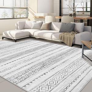 Nakagishi Area Rug Living Room Rugs: 5x7 Machine Washable Boho Large Neutral Farmhouse Stain Resistant Moroccan Indoor Floor Carpet for Bedroom Nursery Dorm Classroom Playroom Dining Room House- Grey 