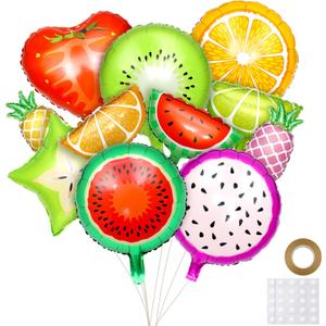 30 Pieces Dancing Fruit Birthday Decorations Tropical Fruit Balloons Aluminum Foil Balloons Tutti Fruitage Party Decorations for Birthday Party Favors, 2 Sizes