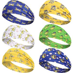 6 Pcs Bananas Baseball Team Headband Novelty Funny Elastic Athletic Sweatband Multi Color Workout Non-Slip Headbands for Baseball Team Sports Yoga Women Men Accessory Gift