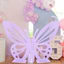 Lineshading Large Size Wooden Butterfly Decor Butterfly Craft Butterfly Wood Decoupage Butterfly Shape Slices Birthday Wedding Baby Shower DIY Decorations (Light Purple,46.85 x 62.2 Inches)