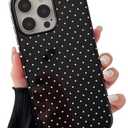 Longlayss Compatible with iPhone 16 Pro Max Case Cute Aesthetic Polka Dot Phone Case for Women Girl Shockproof Slim TPU and Hard PC Protective Cover (Black)