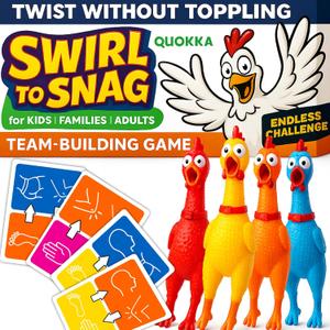 QUOKKA Fast-Paced Challenge with Chickens, Color Bracelets & 100 Cards  Outrageous Group Game for Game Night, House Parties & Grown-Up Chaos  A New Take on a Classic Floor Games