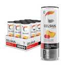CELSIUS Sparkling Raspberry Peach, Sugar Free Energy Drink, 12 Fl Oz (Pack of 12) (EXP 03/09/27)