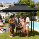 Grill Gazebo Replacement Roof, 5x8ft Outdoor BBQ Gazebo Canopy Cover, Double Tiered Grill Gazebo Replacement Roof for #L-GG001PST-F (Gray)