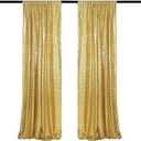 Gold Sequin Backdrop Curtains 2 Panels 2FTx8FT Glitter Gold Drapes Photo Backdrop Party Wedding Baby Shower Curtain Sparkle Photography Background