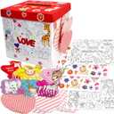 WorldBazaar DIY Valentines Day Mailbox Craft Kits for Kids Valentine Box Cards Classroom Exchange Coloring Mailbox Crafts Valentine Game Activities Holiday Party Favors