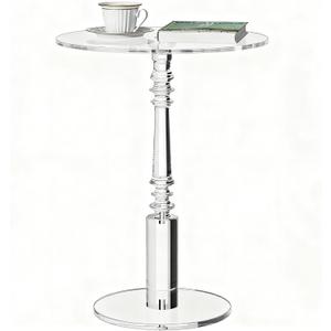 Modern Acrylic Side Table, Round Clear End Table for Living Room,Bedroom Lobby and Office Easy Assembly (Clear, Large)