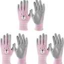 ANDANDA Kids Gardening Gloves, Nitrile Coated Children Yard Work Gloves with Grip, Suitable for Toddlers, Children, Girl, Boy (6XL(Age9-12), Pink)
